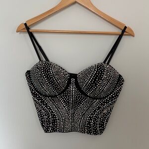 Banjul Black and Silver Embellished Crop Top